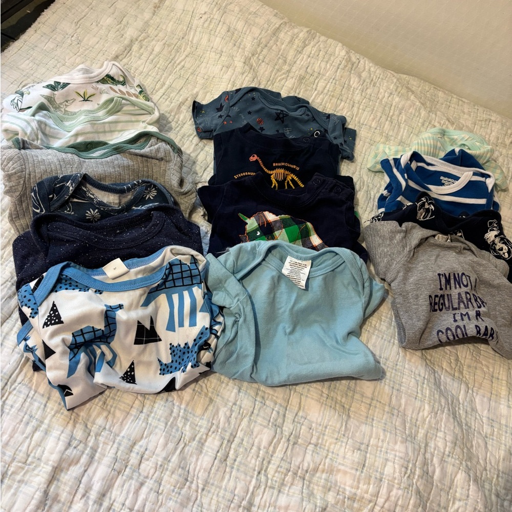 Blue and Gray Short Sleeve rompers